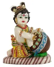 Lord Krishna Makhan Chor Idol Sculpture Statue Figurine Showpiece (19 x 15 x 9 c