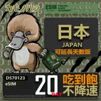 在飛比找momo購物網優惠-【鴨嘴獸 旅遊網卡】日本eSIM 20日吃到飽 高流量網卡(
