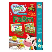 23pc Buddy & Barney Water Magic Fun Kids Drawing Set w/ Stencils Farm 3y+