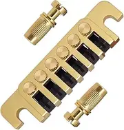 LP Electric Guitar Tune O Matic Bridge Pull Plate Tail Piece Reversible String Code Guitar Roller Saddle Bridge TP-6 Bridge Stop Rod Compatible with Les Paul/SG/ES/EPI Gear Replacement Part Gold