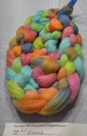 USA Sourced Hand Dyed Painted Med Wool Combed Top Roving Spinning Felting Riverd