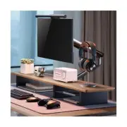 XL Walnut Wood Monitor Stand for Desk (44 Inch) Large Monitor Stands for 2 Mo...