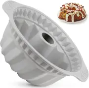 2 PCS 9.5 Inch Silicone Cake Pans, Non-stick Fluted Cake Pan with Sturdy Hand...