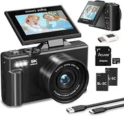 5K Digital Camera for Photography & Video – 75MP UHD Vlogging Camera with WiFi, Autofocus, 3" Flip Screen, 18X Zoom – Compact Travel Camera for YouTube with 64GB SD Card, Battery & Card Reader