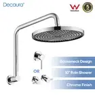 Decaura 10" Rain Shower Head Set Gooseneck Arm Chrome Shower Taps Wall Assembly