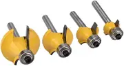 Roundover Router Bit Set, 4pcs Router Roundover Bit, Carbide Corner Rounding Edge-Forming, for Round Edges/Cabinet Edges, Radius 1/2", 3/8", 1/4", 1/8"