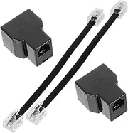 PHENOFICE 2pcs Telephone Splitter Adaptor Home Phone Line Splitter Double Adapter