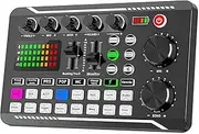 Live Sound Card with DJ Mixer Effects,Audio Interface for PC Streaming & Podcast - Bluetooth 5.0, 16 Sound Effects,Dual Channel USB Mixer for Gaming/Live Shows (7 Knobs & 2