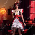 【艾楓精品屋】變裝派對 愛麗絲夢遊仙境桃心皇后女王COS服 萬聖節服裝大人 公主 紅皇后桃心皇后撲克印花裙#00323