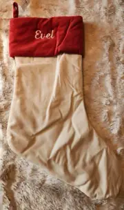 Pottery Barn VELVET Christmas Stocking Name "Evel" 44