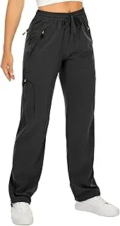 [mosingle] Women's Walking Cargo Trousers Lightweight Quick Dry UPF 50 Hiking Pants Safari Travel Work Casual Golf Trousers Zip Pockets