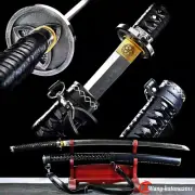 Handmade Japanese Samurai Razor Sharp Katana Sword T10 Clay Tempered Leather