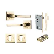 Iver Annecy Door Lever Handle on Square Rose Entrance Kit Key/Key