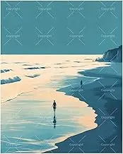 TAOPAOLAB Blue Seaside View Paint by Numbers Kit for Adults - DIY Ocean Sunset Walk Painting on Canvas 16x20 Inches, Acrylic Paint Set, Suitable for Beginners, Art for Home Decoration or Gifts