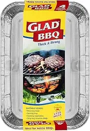 Glad BBQ Trays, BBQ Safe for Easy Cleanup and Food Preparation (Pack of 4)