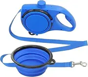 3 in 1 Dog Lead With Foldable Water Bowl Trash Bag Compartment, Medium Collar, Figure of 8 Dog Harness, Flexi Lead, Anti Tangle Leash for Pets Outdoors