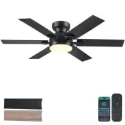 46" Low Profile Ceiling Fans with Lights and Remote,Black Outdoor Ceiling Fan...