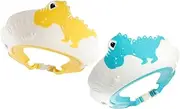 Totority 2pcs Dinosaur Shape Shower Caps Bath Visor Fun Shampoo Hats for Hair Washing Shield for Boy Girl Easy to Use Portable