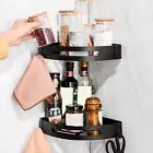 Raised Edge Bathroom Rack Organized Storage Stand Corner Shower Caddy with Hooks