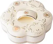 Food Platters with Lids Food Tray Luxurious Porcelain Nuts Storage Platter Appetizer Serving Tray Ceramic Dry Fruit Tray with Lid Home Divided Snack Platter 4-Compartment Snack Organizer White D