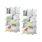 2x 8-Cube Storage Rack Portable DIY Display Shelf Organiser Transparent Clear