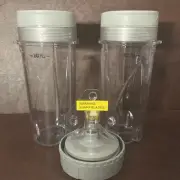 Ninja Blender Blade Nutri 6 Fin Replacement Part & 2 - 16oz Smoothie Cups w Lids