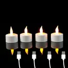 1/2/3/4 Pieces Yellow Light LED Candles With USB Charge,Flameless Decorative Wed