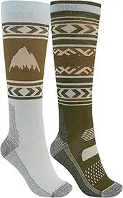 [Burton] Womens Performance Lightweight Sock 2Pk, Martini Olive/Ether Blue, Small/Medium