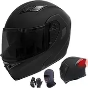 Modular Motorcycle Full Face Helmet, ECE Approved Dual Visor Flip up Modular Motorcycle Helmet for Unisex Adult, Motorbike Street Bike Helmet