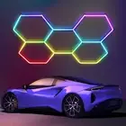 RGB Hexagon LED Lights Remote Dimmable Hexagon Garage Lights for Bar Gym