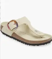 Birkenstock Gizeh Big Iridescent Buckle Sandals Ecru Regular Fit Eu 37 US 6-6.5