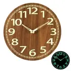 Quiet 30CM Wooden Wall Clock Featuring Luminous Hands for Nighttime Use