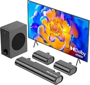 [Hiwill] 5.1CH Soundbar for TV Compatible w/Dolby Atmos, 2 Wired Rear Surround Speakers Surround Sound System, Home Theater Sound Bar with Subwoofer, 380W Peak Power, eARC/ARC/OPT/BT, HiElite Series A51