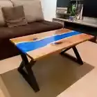 Modern Wood Tables - Epoxy Resin Art Live Edge Wood & Resin Combination Table