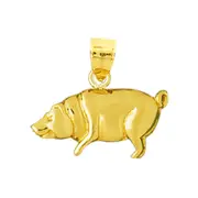 14K Gold 22MM Pig Charm