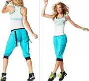ZUMBA 2 PIECE SET! FITNESS INSTRUCTOR Racerback Top & Cargo Capri Pants S,M,L,XL