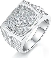 [WAHZAUS] Moissanite Heavy Iced Hip Hop Ring for Men D/E Color VVS1 S925 Sterling Silver Diamond Pave Rings Moissanite Pinky Rings
