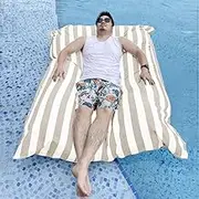 140x180cm Floating Bean Bag Cover for Swimming Pool with Inner Liner No Filler -Reusable Bean Bag for Swimming- Floating Bean Bags Pouf Cover Home Outdoor Garden Beach Camp(Light Kahki)
