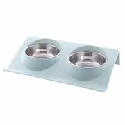 Stainless Steel Double Pet Bowl Dog Food Feeder Station Dish Water Cat
