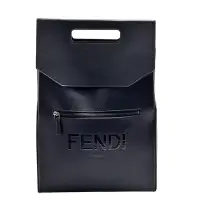 在飛比找Yahoo奇摩購物中心優惠-FENDI 經典品牌標誌小牛皮手提/後背包(黑色)