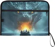 YMXFXP Dragon Portrait Boat Expandable Filing Folder, 13-Pocket Funny Cute Design with Sticky Labels, A4 Letter Size Document Organizer for Office, School, Boys, Girls
