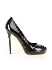 Black Patent Heart Peep Heels
