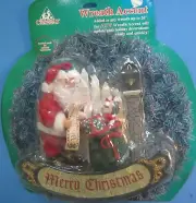 Vintage Collectable Holiday Creations Santa Checking His List Wreath Accent