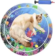 Water Mat for Cats | Colorful Cooling Mat with Inflator | Portable Interactive Pad, Sensory Playing Bed for Hot Weather, Outdoor Use