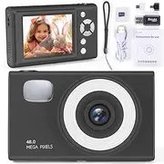 Digital Camera 1080p Camera Digital Camera with 128G Card Photo Camera with Battery Simple Portable 16X Digital Zoom Digital Camera for Children Teenagers Student Seniors Beginners