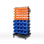 92-Piece Bin Mobile Garage Storage Bin Rack Heavy-Duty Tool Organizer with Swivel Wheels