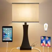 Table Lamp for Bedroom 3-Way Dimmable Touch Control Chrome Bedside Lamp Black