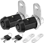 MACHSWON 2 Pack Cabinet Lock with Keys, 1-1/8'' Heavy Duty Tubular Cam Lock for RV Compartment Storage Locks, Full Set of RV Cam Locks (Black)
