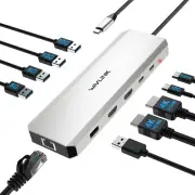 10Gbps USB C Docking Station Dual Monitor, USB C Hub Adapter with Dual HDMI, PD