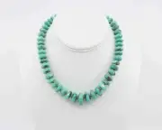 OOAK 16" Bright Blue Green Faceted Arizona Turquoise Necklace in Gold Filled